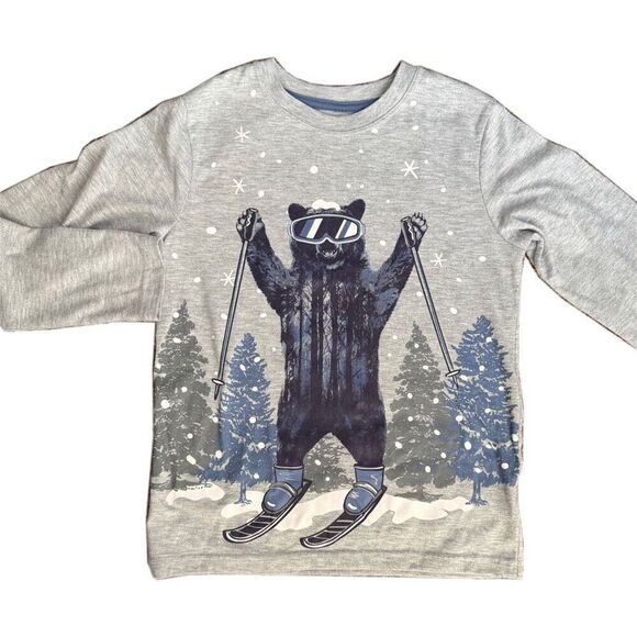 Cat & Jack boys M pajama set ski bear long sleeve top pants computer chip L pj t - Picture 2 of 7